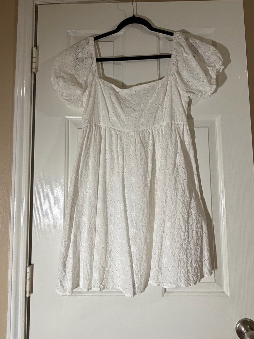 Altar'd State Cream Eyelet Puff Sleeve Mini Dress